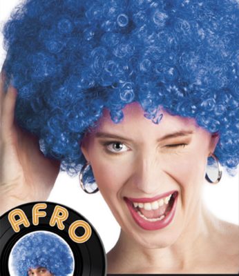 Perruque Afro bleue